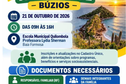 Cadastro Único Itinerante chega à Baía Formosa, em Búzios hoje (21)