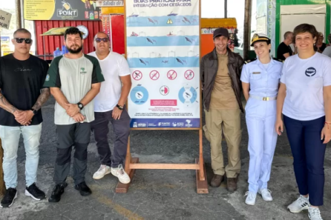 Campanha orienta embarcações sobre avistamento de baleias em Arraial do Cabo