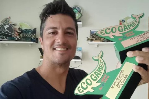 Guarda-civil de Cabo Frio é campeão de bodyboard no Eco Games Cultural 2025